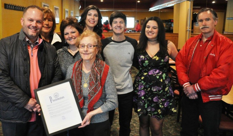 Josephine Pecci, family and City of Taylor Mayor Rich Sollars, proclamation presentation 2016